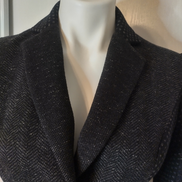 DIANE VON FURSTENBERG Black and Grey Textured Wool Blend Blazer size 4 - Picture 4 of 10